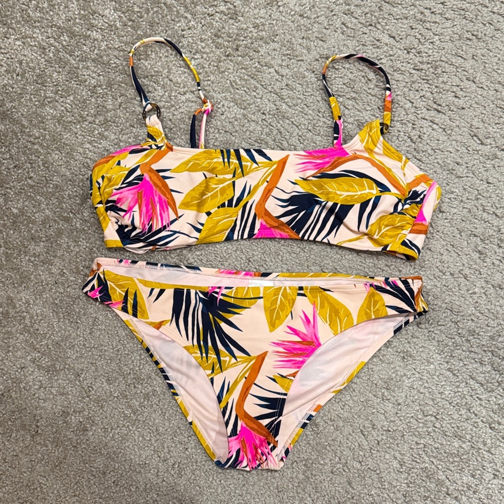 Tropical Leaf Print Bikini Set